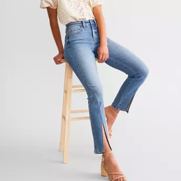 NWT Flying Monkey High Rise Split Straight Stretch Jean (Size 24) - Picture 2 of 11